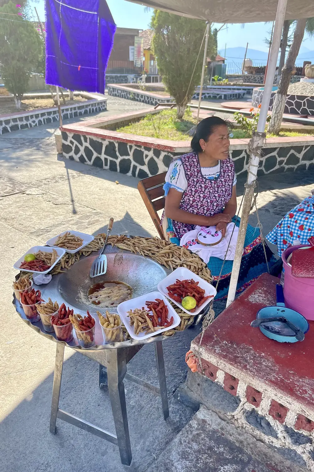 Vendedora de charales fritos en la isla de Janitzio